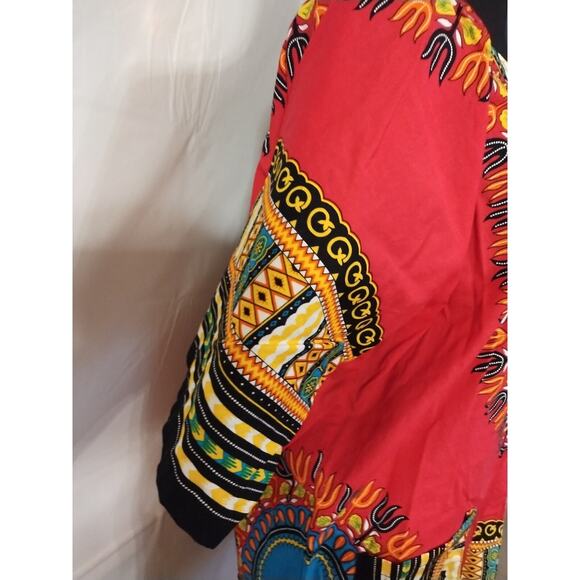 Pink/Multi Colored African Dashiki Tunic One Size 44" Chest 28" Long 100% Cotton - Picture 4 of 9